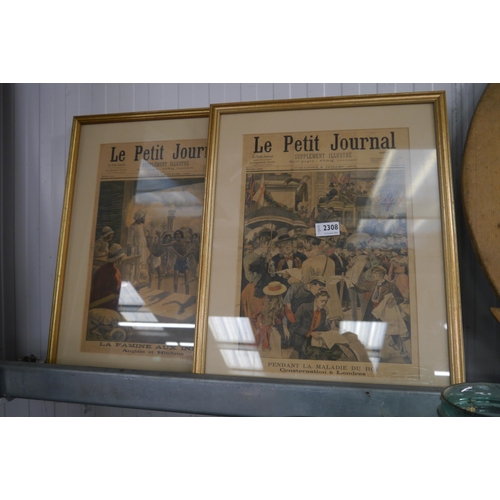 2308 - Five Le Petit Journal 1902 front pages, framed and glazed