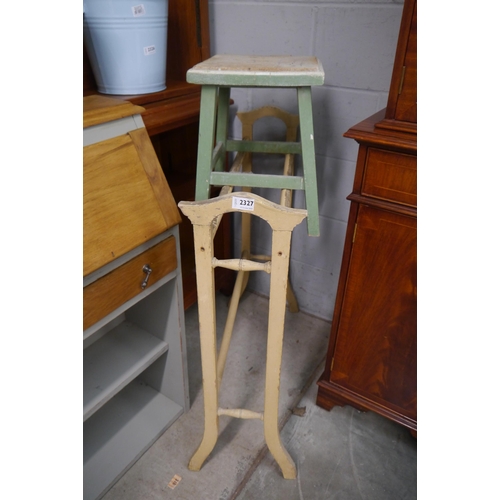 2327 - A painted towel rail and stool