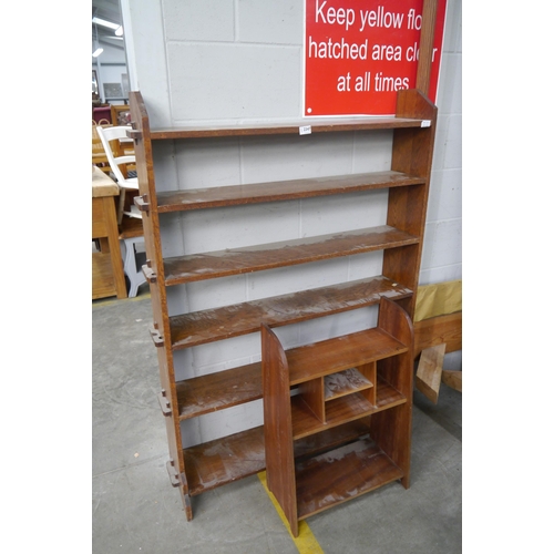 2347 - A pegged oak bookcase and another smaller (2)