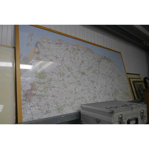 2371 - A large framed map of Norfolk coast