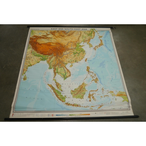 2389 - A large wall hanging map of East and South East Aisa