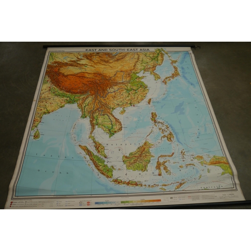 2389 - A large wall hanging map of East and South East Aisa