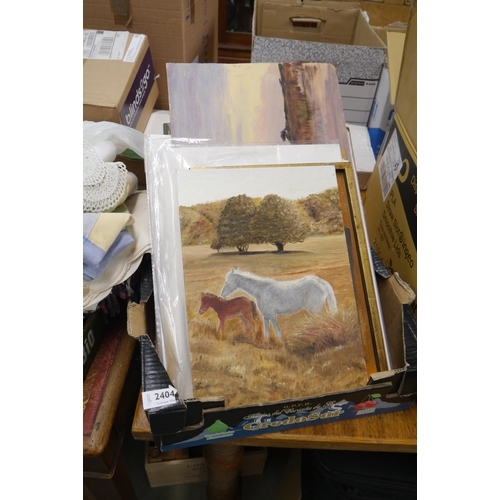 2404 - A quantity of loose oil on boards and packed prints