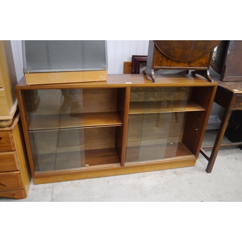 2423 - A teak twin glazed bookcase