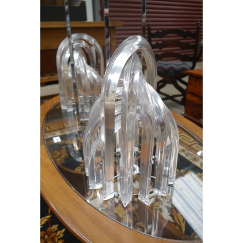 2448 - A pair of retro Perspex hanging light fittings