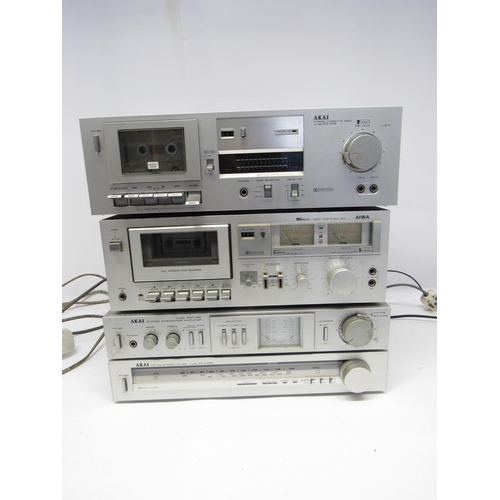 7418 - Hi-fi - A group of Akai hi-fi separates to include AM-UD1 amplifier, AT-K02L tuner, CS-M4 cassette d... 