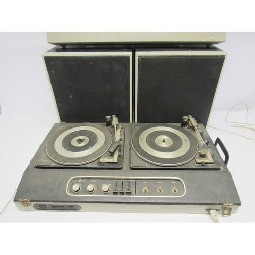 7382 - A 1970s Discomex stereo DJ unit with two BSR turntables, with accompanying speakers. Together with a... 