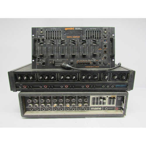 7409 - A Gemini PDM-6008 preamp mixer / digital sampler, Maine PA270 mixer amplifier and Carlsbro Marlin PA... 