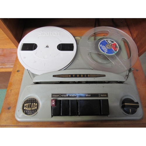 7437 - A 1950s radiogram housing Golding Lenco GL55 / GL58 turntable, Collaro reel to reel tape recorder, H... 