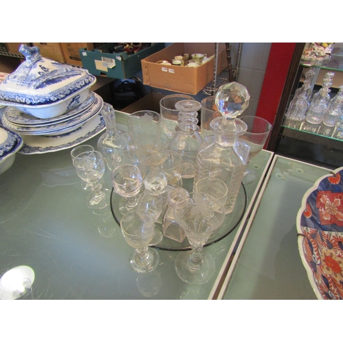 1483 - A collection of assorted glassware including early drinking glasses and decanters