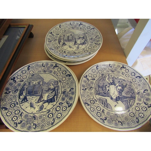 1488 - A set of seven John Broadley plates with Goat, Cow and milkmaid designs