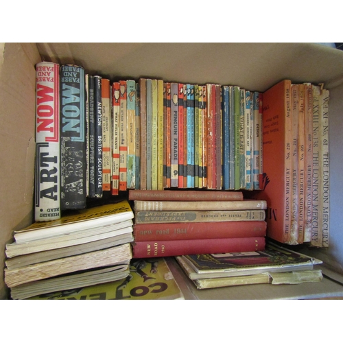 1491 - A box of assorted mid-20th Century art and literature publications, including approx 30 Penguin Publ... 