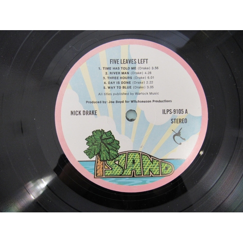 7001 - NICK DRAKE: 'Five Leaves Left' LP, 1972 UK pressing with Island pink rim 'palm tree' labels (ILPS 91... 