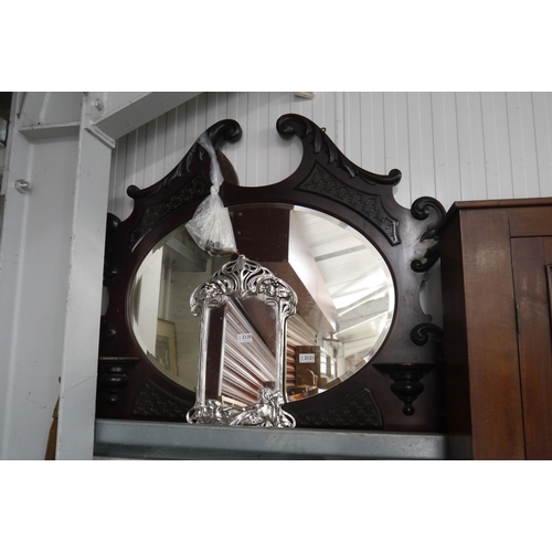 2121 - A Victorian mahogany overmantel mirror, a/f