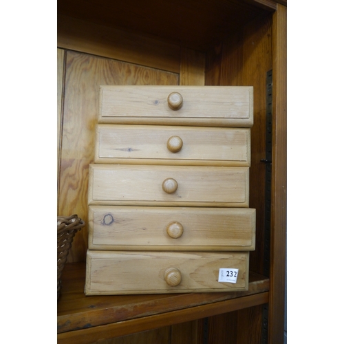 2322 - Five small pine drawers