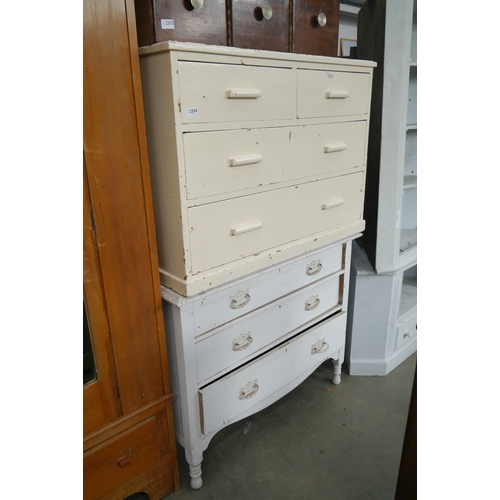 2354 - Two Victorian painted pine chest of drawers