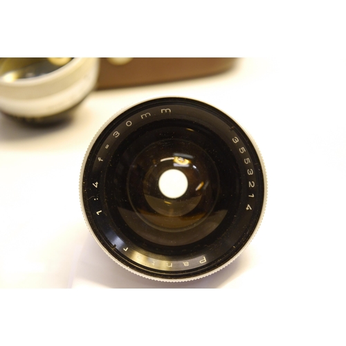 6024 - A set of Pantar F/4 30mm & 75mm lenses for Contaflex & Contina 111. In fitted Ziess cases with Ziess... 