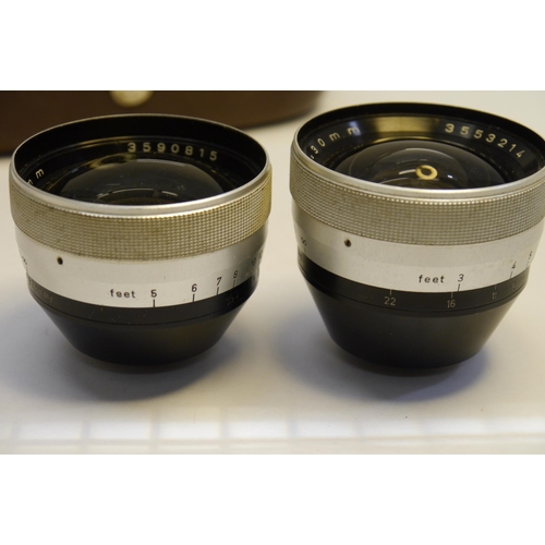 6024 - A set of Pantar F/4 30mm & 75mm lenses for Contaflex & Contina 111. In fitted Ziess cases with Ziess... 