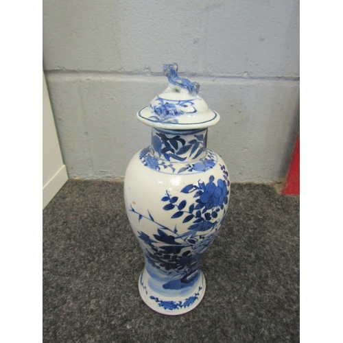 1400 - A collection of blue and white ceramics including bonsai planter, vase, ginger jar and various plate... 