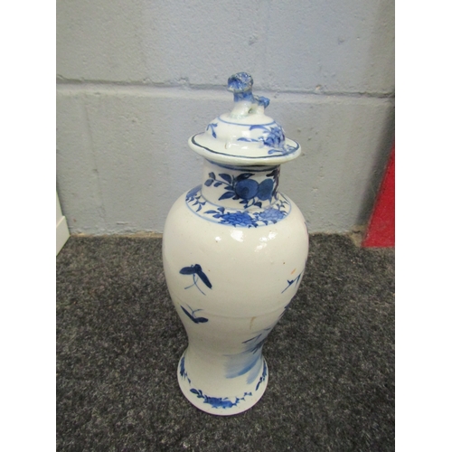 1400 - A collection of blue and white ceramics including bonsai planter, vase, ginger jar and various plate... 