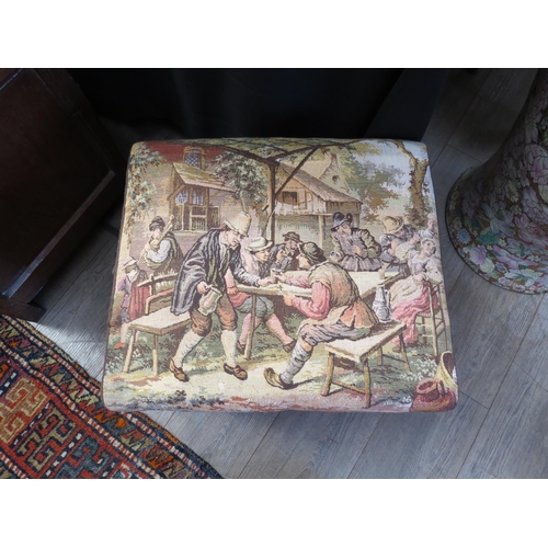 4063 - A Victorian tapestry covered stool/box, 40cm x 50cm x 42cm