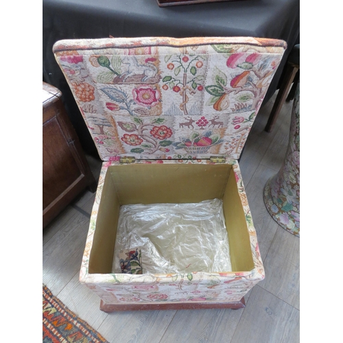 4063 - A Victorian tapestry covered stool/box, 40cm x 50cm x 42cm