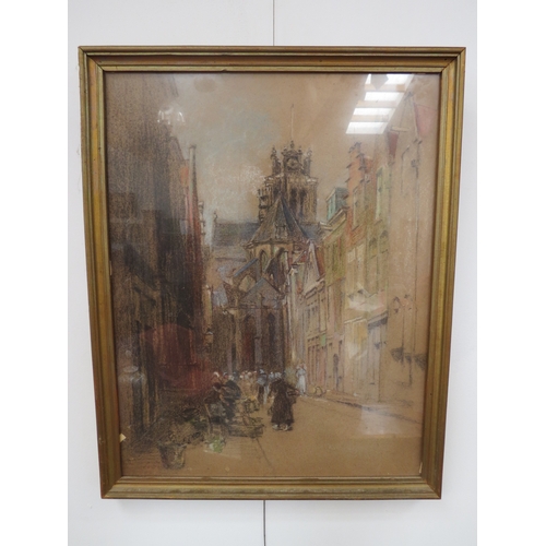 4074 - A late 19th Century Italian Townscape depicting Siena and the Torre del Mangia, signed, watercolour ... 