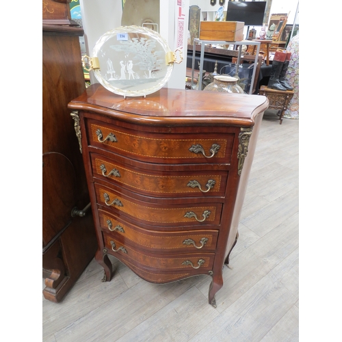 4099 - A pair of 20th/21st Century French walnut serpentine chests of five drawers on cabriole fore legs, 1... 