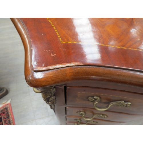 4099 - A pair of 20th/21st Century French walnut serpentine chests of five drawers on cabriole fore legs, 1... 