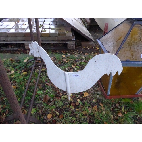 8035 - A painted metal cockerel weather vane , 53cm long