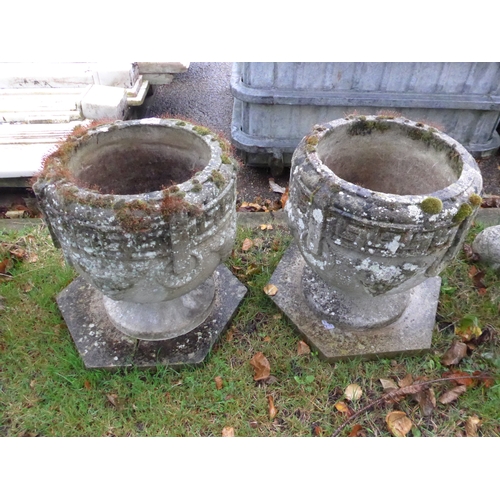 8062 - A pair of planters with Greek key border, 39cm tall