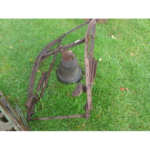 8200 - A bronze bell on iron frame, no clapper