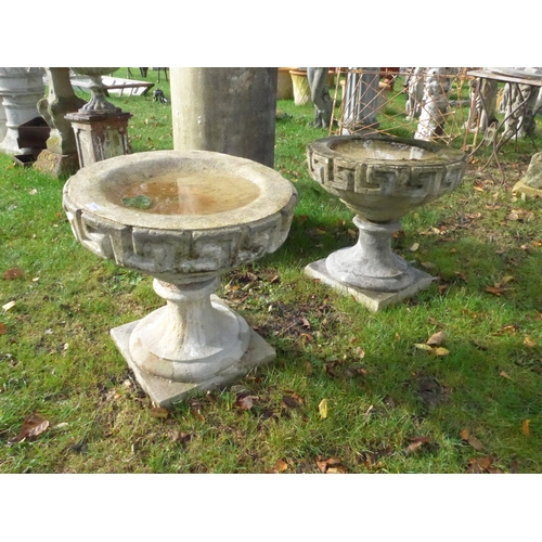 8269 - A pair of early 20th Century birdbaths with Greek Key detail