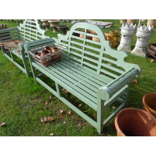 8272 - A green painted hardwood Lutyens style garden bench