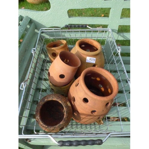 8273 - Six terracotta crocus pots