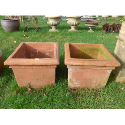 8278 - A pair of square terracotta planters, 54cm x 54cm x 42cm