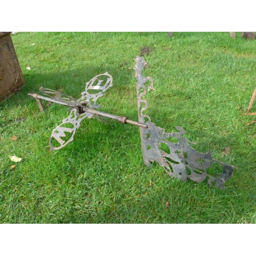 8282 - A wrought iron weather vane, the top as a galleon