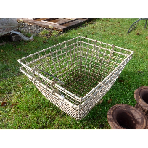 8302 - Two French metal oyster baskets