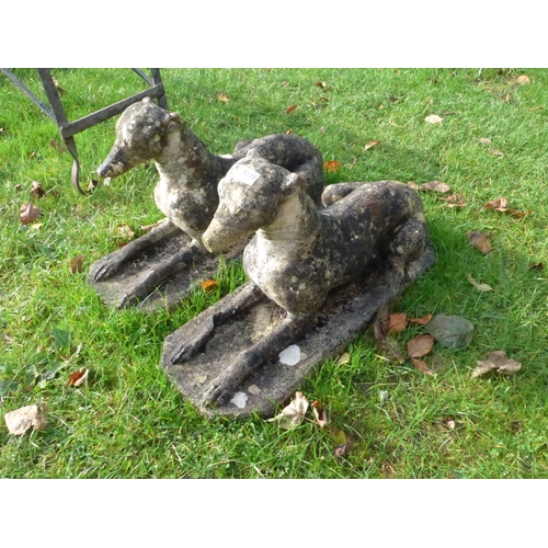 8340 - A pair of compositon recumbent greyhounds, approx 68cm long, 40cm tall