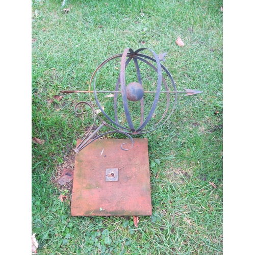 8343 - An armillary sphere on terracotta base, a/f