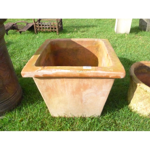 8351 - A large square terracotta planter, 51cm x 51cm x 51cm