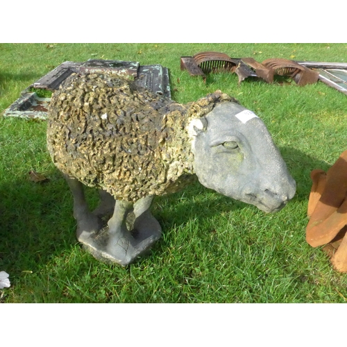 8357 - A life size terracotta study of a sheep, ears damaged