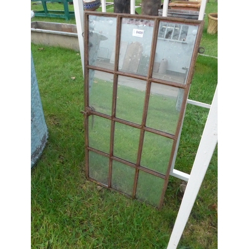 8409 - An iron 12 panel window frame converted into a mirror