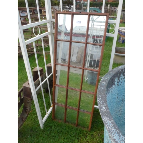 8412 - A cast iron 15 panel window frame converted into a mirror