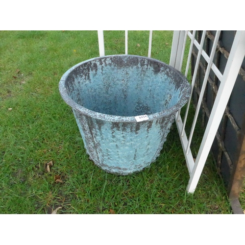 8434 - A verdegris finish metal log bin/planter, 50cm diameter