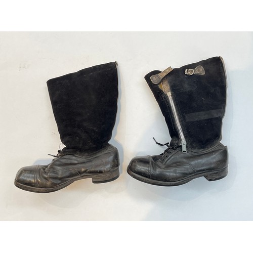 9009 - A pair of WWII British RAF flying boots “escape boots”, black leather and suede, the lower shoe sect... 