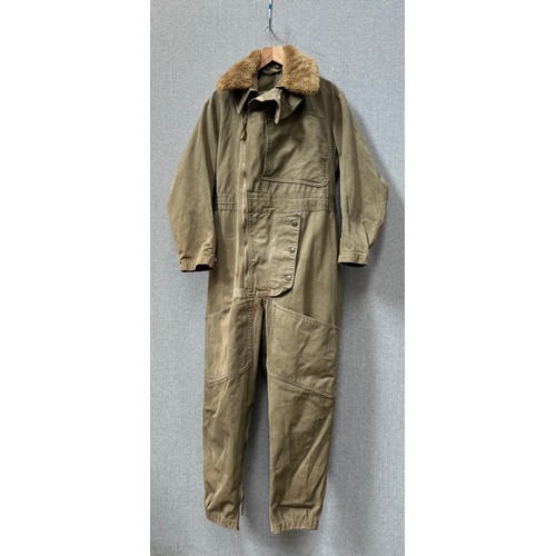 9013 - A WWII British RAF Air Ministry Sidcot flying suit outer, size 4, with fur collar ref. 3626 to label