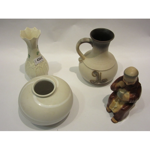 4262 - A Belleek 'Millennium 2000' vase, West German monk decanter, West German bowl and jug (4)