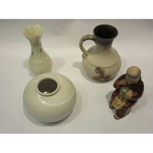 4262 - A Belleek 'Millennium 2000' vase, West German monk decanter, West German bowl and jug (4)