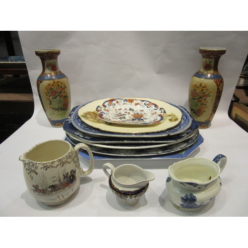 4281 - A selection of assorted ceramics including six meat plates, mostly blue and white, a pair of modern ... 